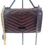NWT REBECCA MINKOFF Brown Chevron Quilted Leather EDIE Flap Front Mini Crossbody Purse