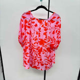 Talbots Women's Size XL Pink Floral Short Sleeve Shirt
