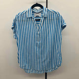 Lola River Women's Size M Turquoise Stripe Short Sleeve Shirt
