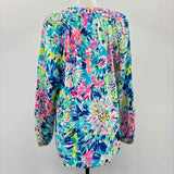 Lilly Pulitzer Women's Size L Blue Floral Long Sleeve Shirt