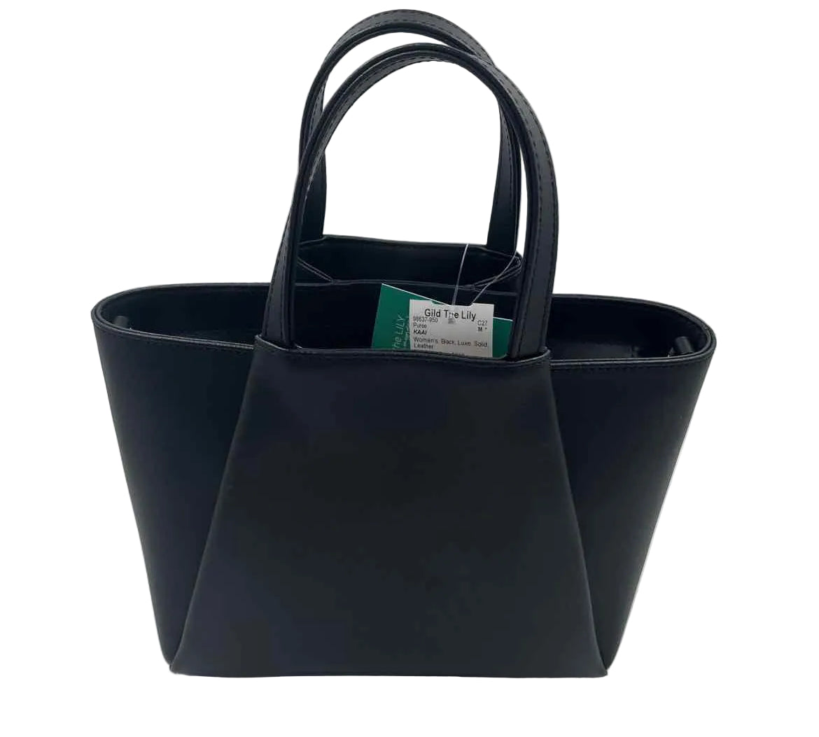 KAAI Black Leather MINI PYRAMID Handled Tote w/Opt Crossbody Strap