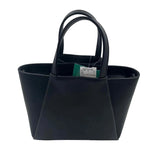 KAAI Black Leather MINI PYRAMID Handled Tote w/Opt Crossbody Strap