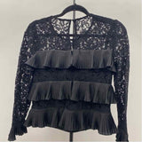 J Crew Women's Size 0 Black Lace Long Sleeve Shirt
