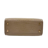 Bottom ASPINAL of LONDON Tan Croc-Embossed Patent Leather MIDI MAYFAIR Satchel Purse w/Opt Crossbody