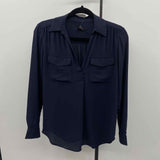 Ann Taylor Women's Size XS Navy Solid Long Sleeve Shirt