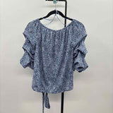 Cece Women's Size S Blue Abstract Long Sleeve Shirt