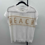 able Women's Size M White Beach Sweater