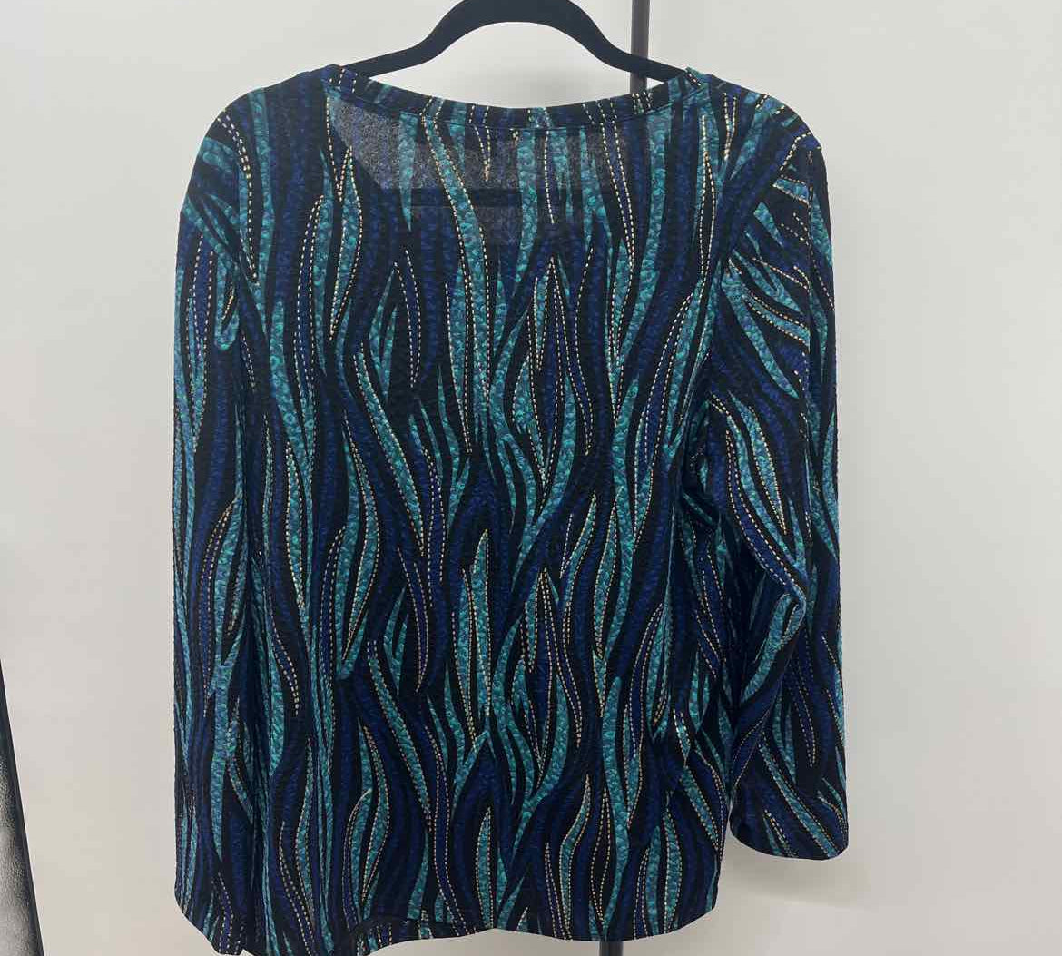 La Cera Women's Size XL Black Abstract Long Sleeve Shirt