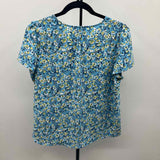 Hilary Radley Women's Size M Blue Floral Short Sleeve Shirt