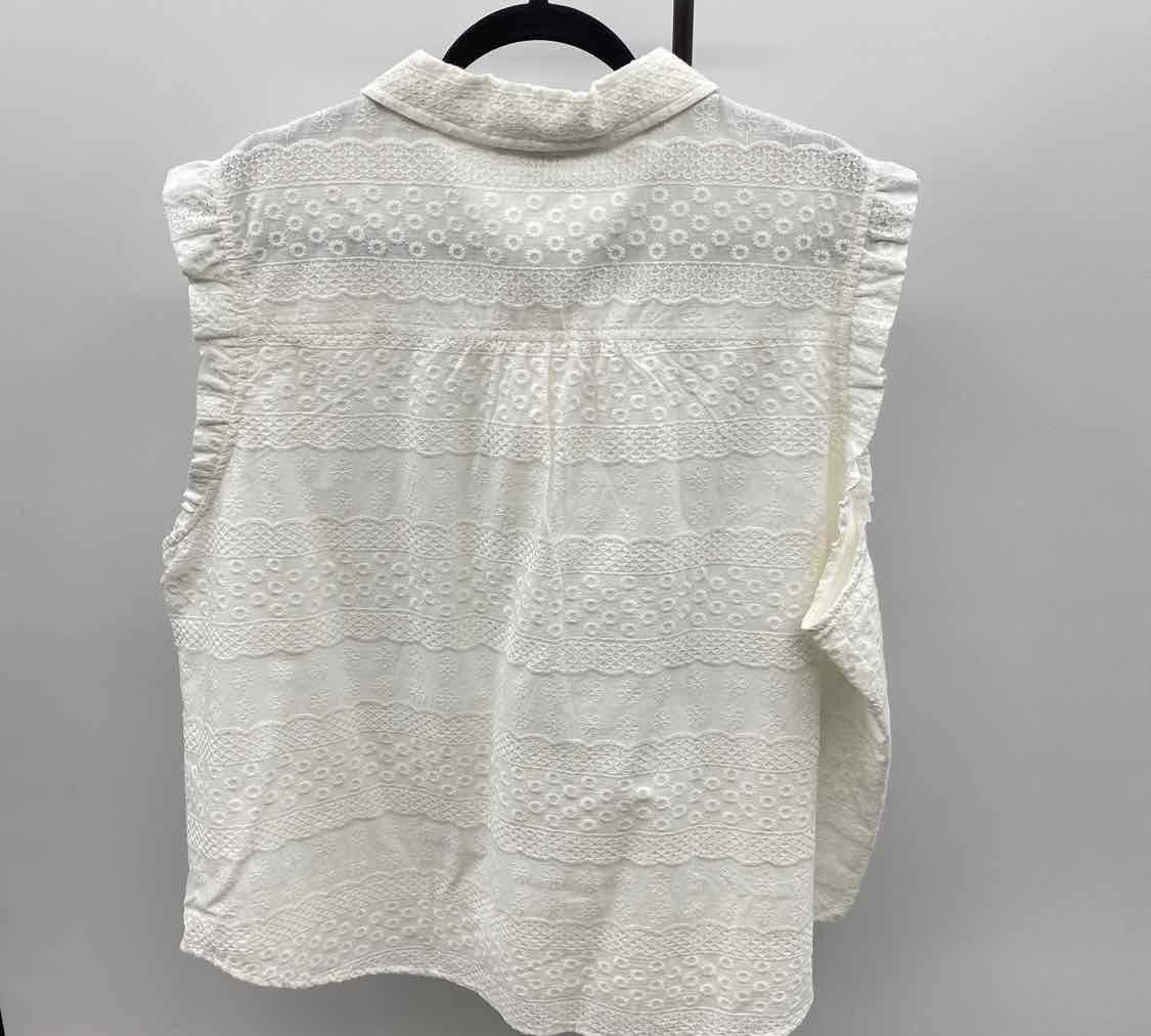 Loft Women's Size XXL White Textured Sleeveless Shirt