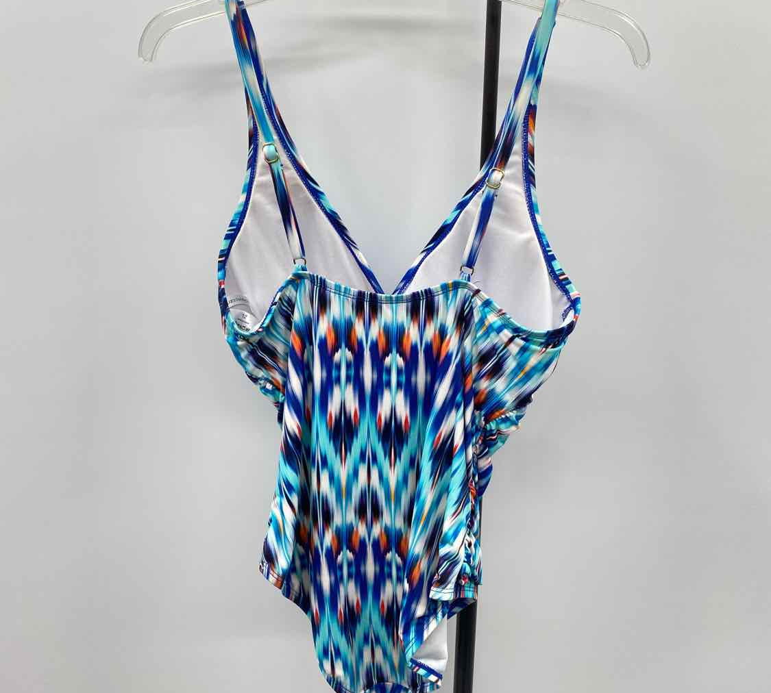 Liz Claiborne Women's Size 12 Blue Abstract Swimsuit - 1 Piece