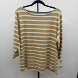 Talbots Women's Size 2X Tan Stripe Long Sleeve Shirt