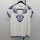 Solitaire swim Women's Size M White Embroidered Short Sleeve Shirt