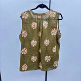 Liz Claiborne Women's Size XL Green Leaf Sleeveless Shirt