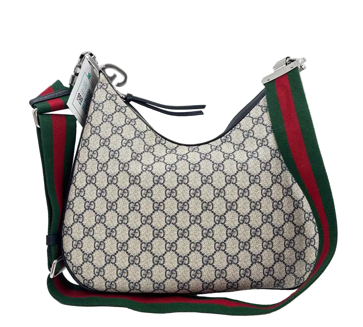 GUCCI Navy Blue & Cream ATTACHE Shoulder Bag Purse w/Additional Strap
