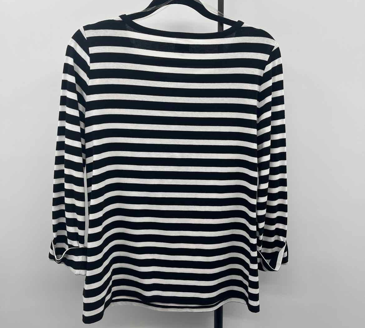 Anne Klein Women's Size S Black Stripe Long Sleeve Shirt