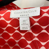 Charter Club Women's Size 2X Pink Wavy Long Sleeve Shirt