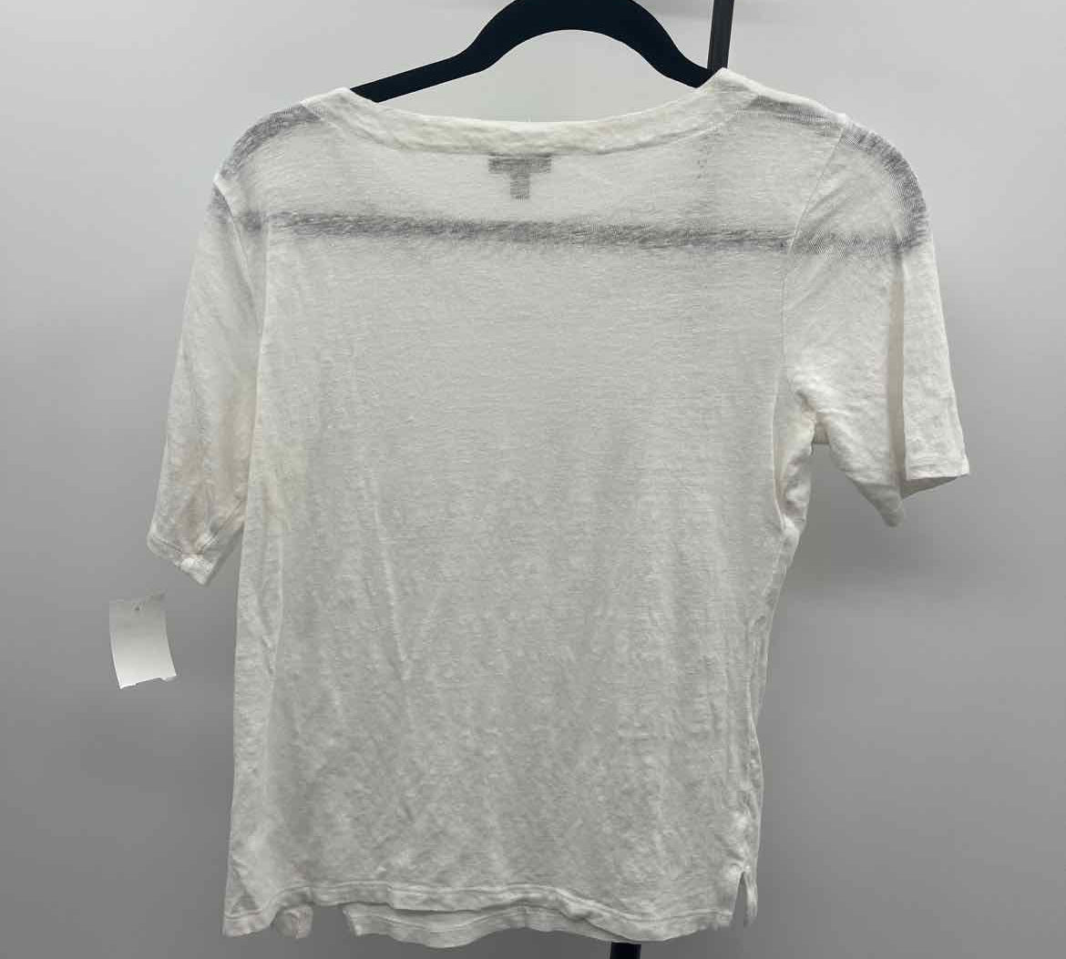Talbots Women's Size MP White Textured Short Sleeve Shirt