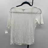 Talbots Women's Size MP White Textured Short Sleeve Shirt
