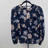 Loft Women's Size S Navy Floral Long Sleeve Shirt