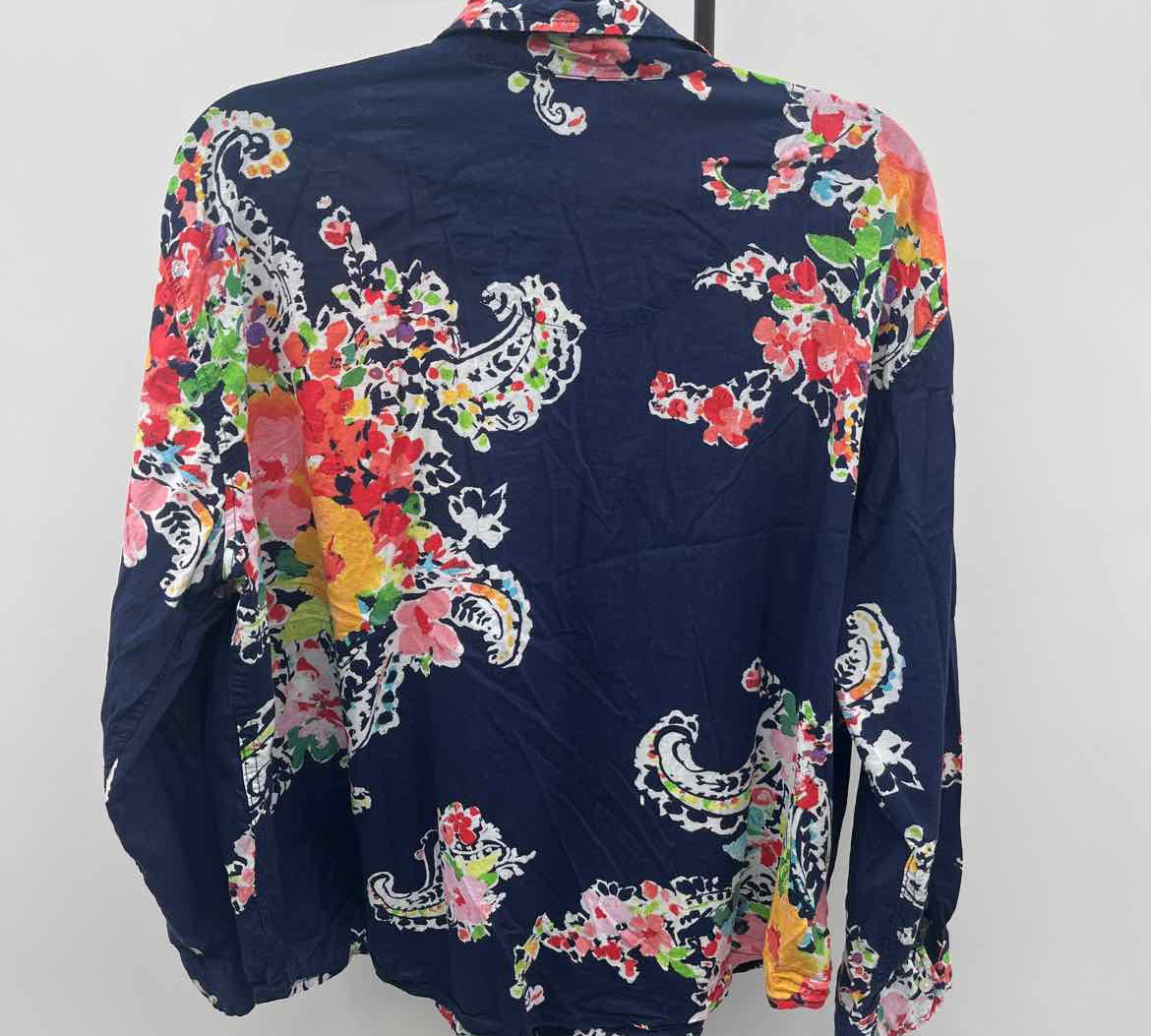 Ralph Lauren Women's Size XL Navy Floral Long Sleeve Shirt