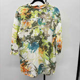Chico's Women's Size XL White Floral Long Sleeve Shirt