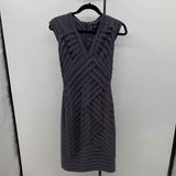 Adrianna Papell Women's Size 4 Charcoal Stripe Dress