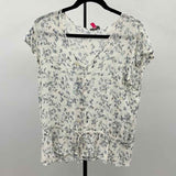 Vince Camuto Women's Size L Blue Floral Short Sleeve Shirt