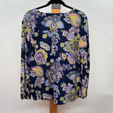 Talbots Women's Size L Navy Floral Long Sleeve Shirt
