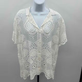 Johnny Was Women's Size XL White Eyelet Short Sleeve Shirt