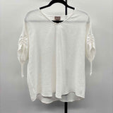 Chico's Women's Size M White Textured Short Sleeve Shirt