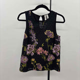Meadow Rue Junior's Size XSP Black Floral Sleeveless Shirt