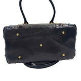 Bottom MARINO ORLANDI Black Croc-Embossed Leather Handled Satchel Purse