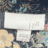 JJill Women's Size L Black Floral Long Sleeve Shirt