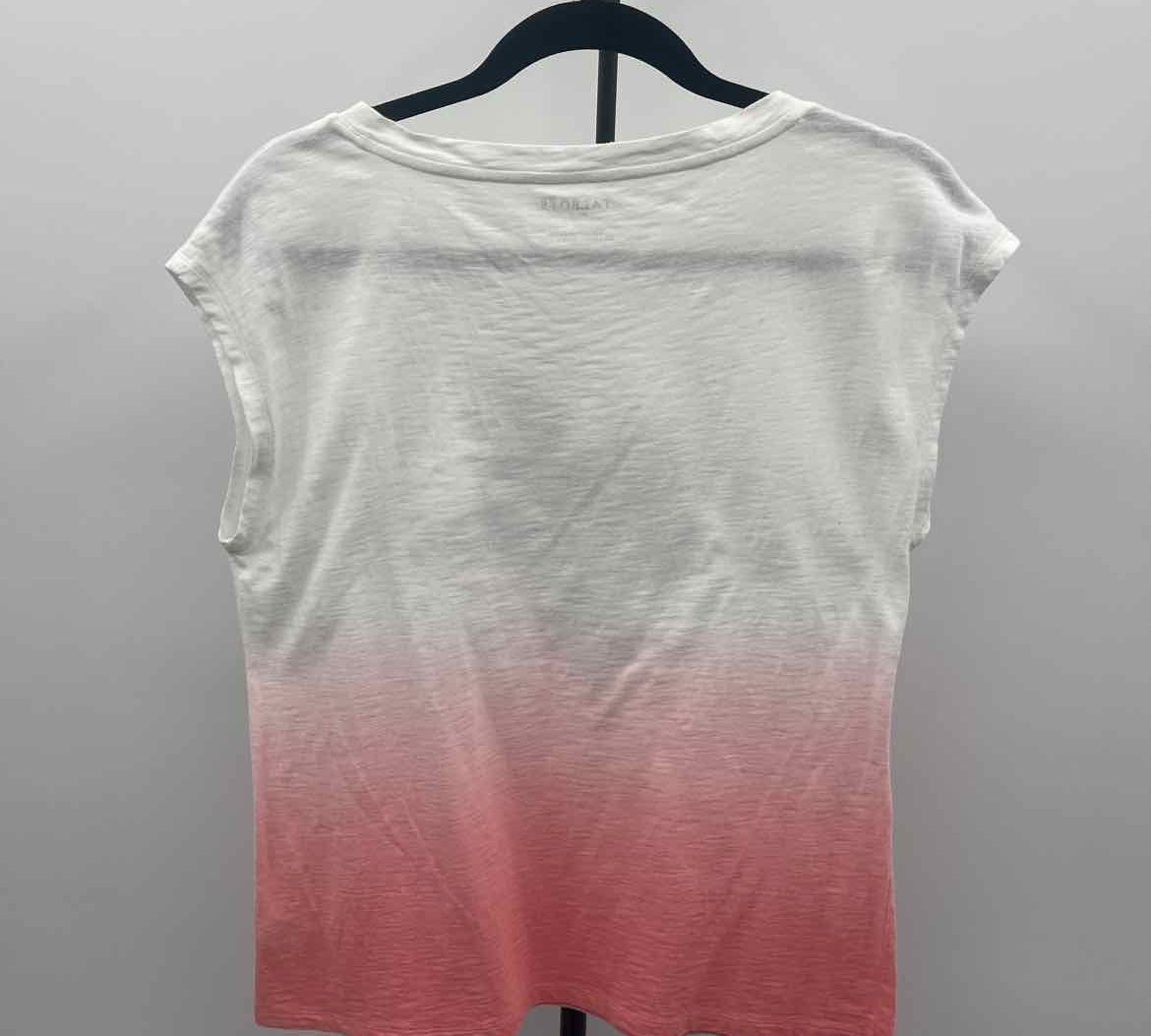 Talbots Women's Size MP White Leaf Short Sleeve Shirt