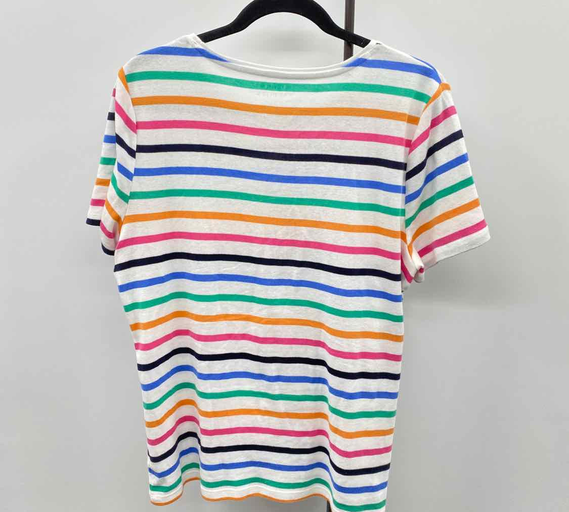 Talbots Women's Size L Multi-Color Stripe Short Sleeve Shirt