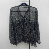 Chico's Women's Size L Black Spotted Long Sleeve Shirt