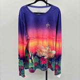 Guy Harvey Women's Size XXL Purple Fish Long Sleeve Shirt