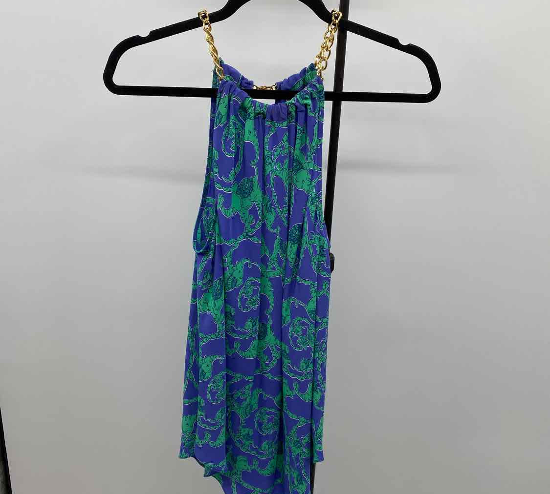 Lilly Pulitzer Women's Size S Blue Elephants Sleeveless Shirt