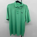 Under Armour Men's Size L Green Striped Short Sleeve Shirt