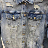 kan can Women's Size L Blue Distressed Jacket