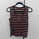 Loft Women's Size M Brown Stripe Sleeveless Shirt