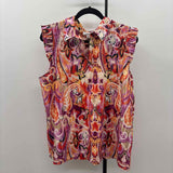 Chico's Women's Size XL Magenta Batik Short Sleeve Shirt