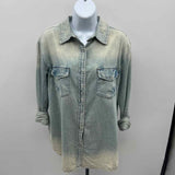 Oneteaspoon Women's Size S Blue Distressed Long Sleeve Shirt