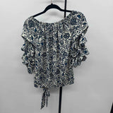 Vince Camuto Women's Size S Blue Floral Short Sleeve Shirt