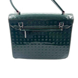 Back ARCADIA Forest Green Smooth & Embossed Patent Leather Handled Satchel Purse
