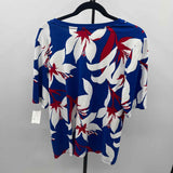 Liz Claiborne Women's Size L Royal Blue Floral Short Sleeve Shirt