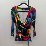 Ralph Lauren Women's Size L Blue Abstract Long Sleeve Shirt