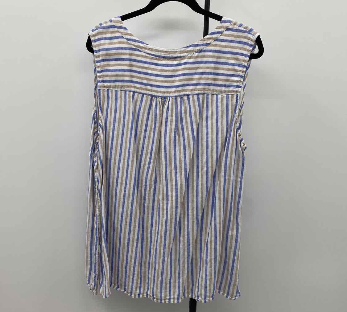 Talbots Women's Size 2X Blue Stripe Sleeveless Shirt