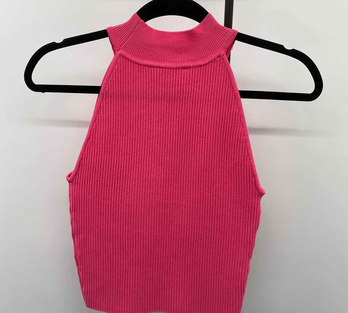 Allie Rose Women's Size S Pink Ribbed Sleeveless Shirt